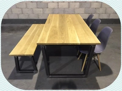 Industrial Dining Table/Bench/Chairs/Kitchen/Bespoke/Furniture/solid Oak/Home - Image 1 of 4