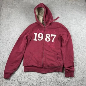 Y2K Aeropostale Hoodie Faux Fur Lined Junior Large Zip Sweatshirt Jacket Vintage - Picture 1 of 6