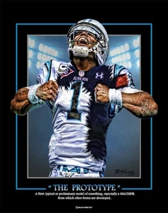 CAROLINA PANTHERS QUARTERBACK CAM NEWTON THE PROTOTYPE MINI PRINT BY TINNEY - Picture 1 of 1