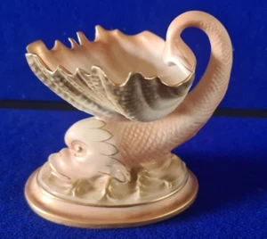 Royal Worcester rubor de porcelana marfil y dorado delfín y sal cáscara - fechada 1903 - Imagen 1 de 13