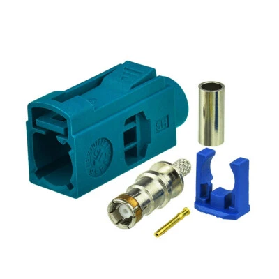 Fakra Z female crimp connector Waterblue /5021 Neutral coding for RG316 RG174 - Image 1 of 3