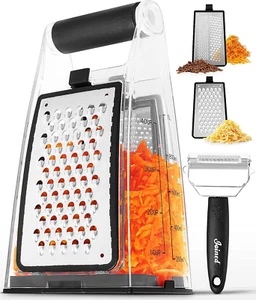Cheese Grater with Container - Box Grater Cheese Shredder Lemon Zester Grater - - Picture 1 of 12