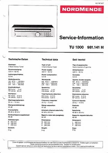 Manuale Di Servizio Per Nordmende TU 1000 - Foto 1 di 1