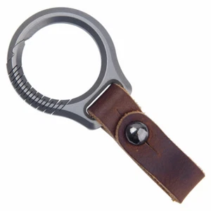 Titanium Alloy + Leather Keychain Portable Removable Key Ring Pendant EDC Tool - Picture 1 of 12