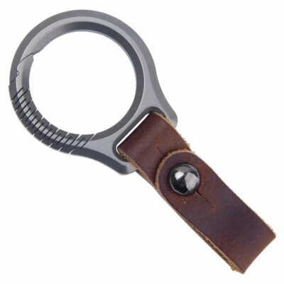 Titanium Alloy + Leather Keychain Portable Removable Key Ring Pendant EDC Tool  - Image 1 of 4