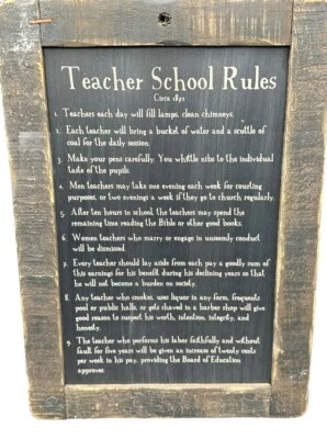 Teacher Sign 1871 Rules On Chalk Board Great Gift Classroom Circa 1880 Replica - Image 1 of 4