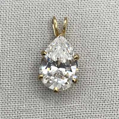 3 Ct Pear Beautifully Cut CZ Pendant Yellow Gold Filled MSRP $66 - Image 1 of 4