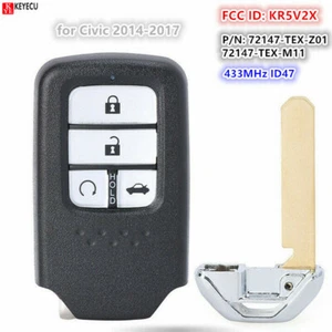 Llavero remoto inteligente 4 botones 433 MHz para Honda Civic 2014 2015 2016 2017 KR5V2X - Imagen 1 de 2