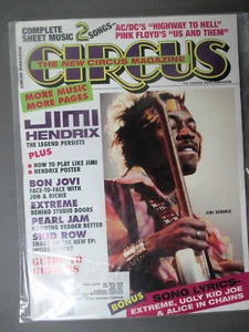 Circus Magazine Dec 1992 Jimi Hendrix BON JOVI Pearl Jam SKID ROW - Jimi Poster! - Picture 1 of 1