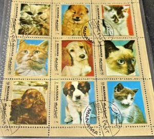 MANAMA 1972 HUNDE & KATZEN BLATT MIT 9 BRIEFMARKEN POSTFRISCH - Bild 1 von 1