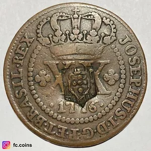 BRAZIL - Shield CS (1809) on XX Reis 1776 (Lisbon) - Copper Coin - @fc.coins - Picture 1 of 2