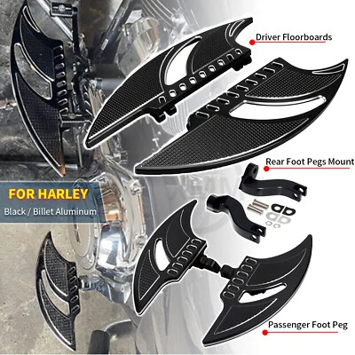 CNC Front Rear Driver Passenger Floorboards Foot Pegs Mount For Harley Road King Foto 1 de 4