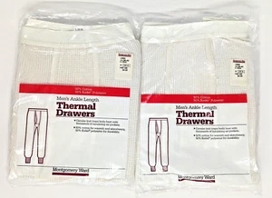 2 Pairs Vintage Montgomery Ward Men's Thermal Drawers - Size L(38-40) NOS - Picture 1 of 3