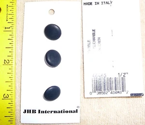 Black round satin finish plastic buttons 1/2" set of 3 made in Italy NEW - Picture 1 of 1