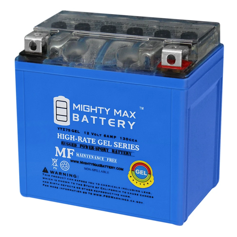 Batería recargable SLA AGM para moto Mighty Max YTZ7S GEL 12V 6AH 130CCA Foto 1 de 4