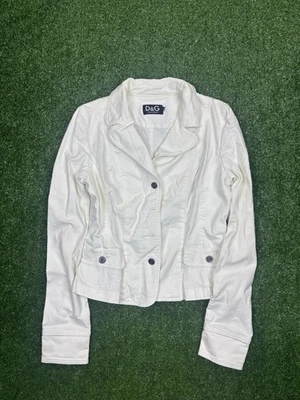 Auténtica chaqueta vaquera Dolce & Gabbana blanca manga larga bolsillos talla XL para mujer Foto 1 de 4
