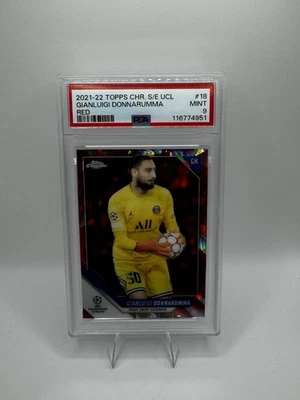 2021-22 Topps Chrome Sapphire UCL - Gianluigi Donnarumma #18 Red /5 PSA 9 - Image 1 of 3