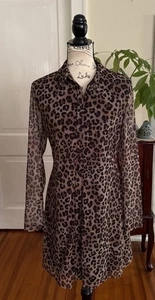 Primark Woman’s Size M 8-10 Leopard Print Long Sleeve Mesh Button Up Dress L631 - Picture 1 of 12