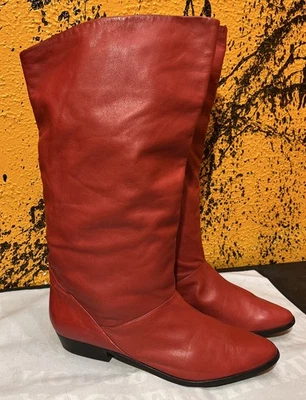 Botas holgadas de cuero rojas de colección para mujer 10 retro años 80 hechas en Brasil  Foto 1 de 4