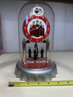 Coca-Cola Anniversary Dome Clock Bottle Cap Base With Spinning Bottles - Image 1 of 4