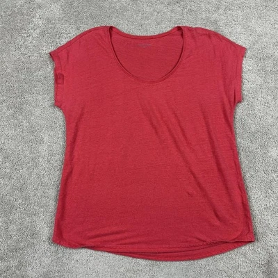 Eileen Fisher Shirt Womens XS Red 100% Linen Scoop Neck Short Sleeve Tee Slub - Image 1 of 4