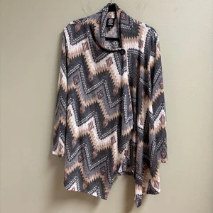 Bobeau Womens Cardigan Wrap Size 3X Aztec Western Lightweight Asymmetric Button - Picture 1 of 12