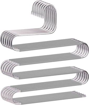 Grucce Antiscivolo Salvaspazio per Pantaloni, Confezione Da 6 S, Acciaio Inox, O - Immagine 1 di 4