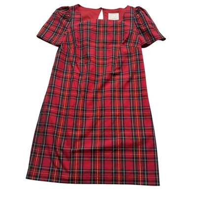 STS Sail to Sable Dress Womens Small Red Tartan Metallic Plaid Holiday Christmas - Image 1 of 4