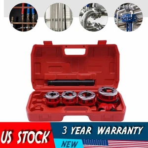 Pipe Threading Kit Pipe Threader 1/2''-1-1/4'' BSPT Plumber Set Die Dies Set Red - Picture 1 of 17