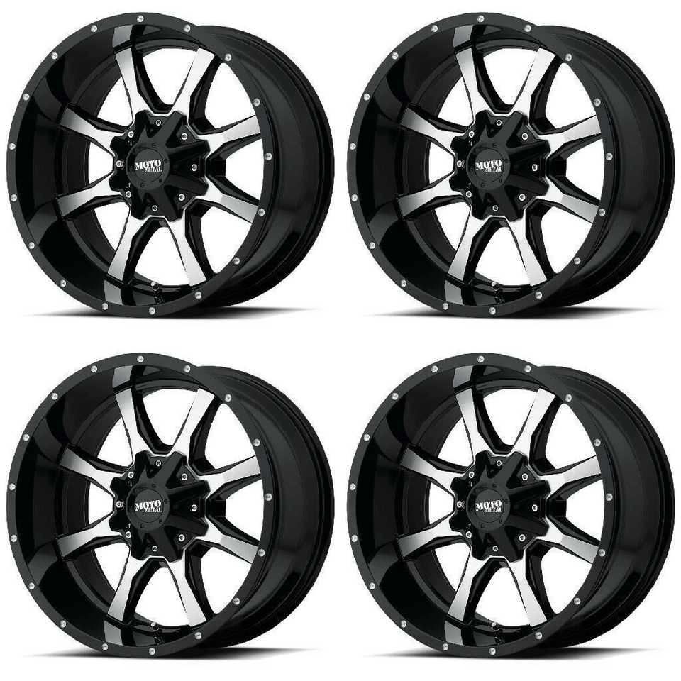 Комплект из 4 металлических глянцевых черных обработанных лицевых колес Moto MO970 17x9 5x5,5 17 дюймов -12 мм - Изображение 1 из 4