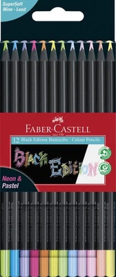 Faber-Castell黑色版彩色铅笔:12支霓虹灯和粉彩 — 第 1/4 张图片