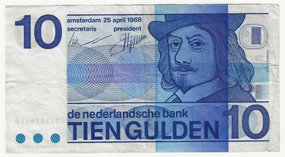 NETHERLANDS  10 GULDEN BANKNOTE  1968  P91b  VERY FINE - Image 1 of 2