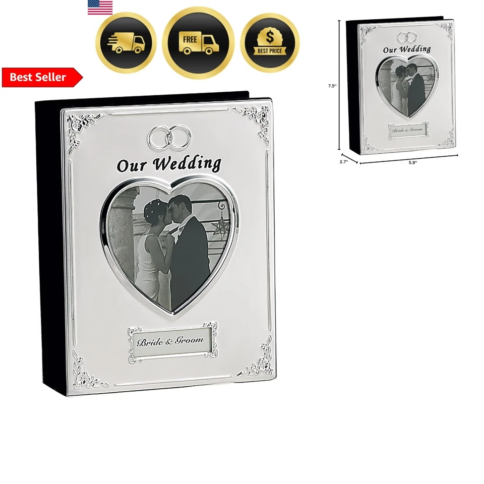 Álbum de fotos de boda plateado para parejas clásico plateado sólido Foto 1 de 3