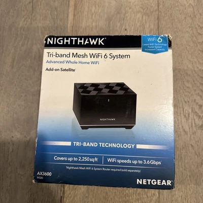 NETGEAR Nighthawk MS80 AX3600 Tri-Band WiFi 6 Satellite – New Wow Fast Ship - Image 1 of 4
