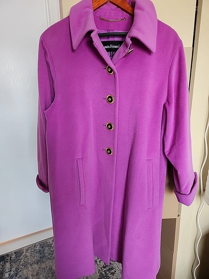 Abrigo vintage de lujo Féraud Paris mezcla de lana magenta para mujer talla 6 Alemania Foto 1 de 4