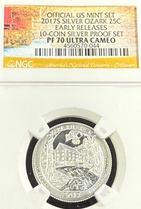 2017 S SILVER PROOF OZARK QUARTER EARLY RELEASE NGC PF70 ULTRA CAMEO - Picture 1 of 2