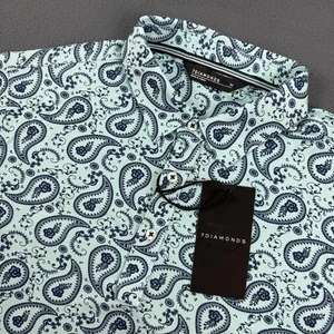 Neu mit Etikett - 7 Diamonds kurzärmliges Palmer Poloshirt für Herren Pima-Baumwolle Paisley - M - Bild 1 von 9