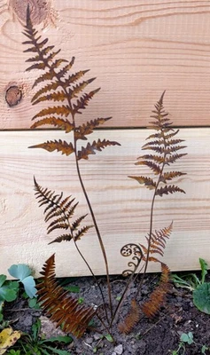 10 tlg Set Farn Edelrost Metall Gartendeko Topfstecker Gartenstecker Vintage  - Bild 1 von 4