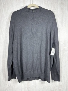 Hawker Rye Men’s Sweater XXL Gray NWT Cotton Cashmere Half Zip Pullover - Picture 1 of 6