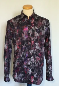 Au Noir Mens Button Down Shirt Sz 3 Medium Multicolor Floral Pattern Long Sleeve - Bild 1 von 8
