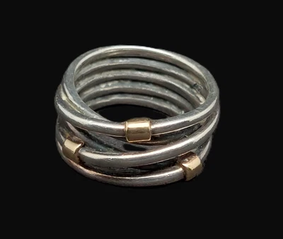 Anel cruzado Pandora ALE ouro 14 quilates e prata esterlina 925 tamanho M - Imagem 1 de 4