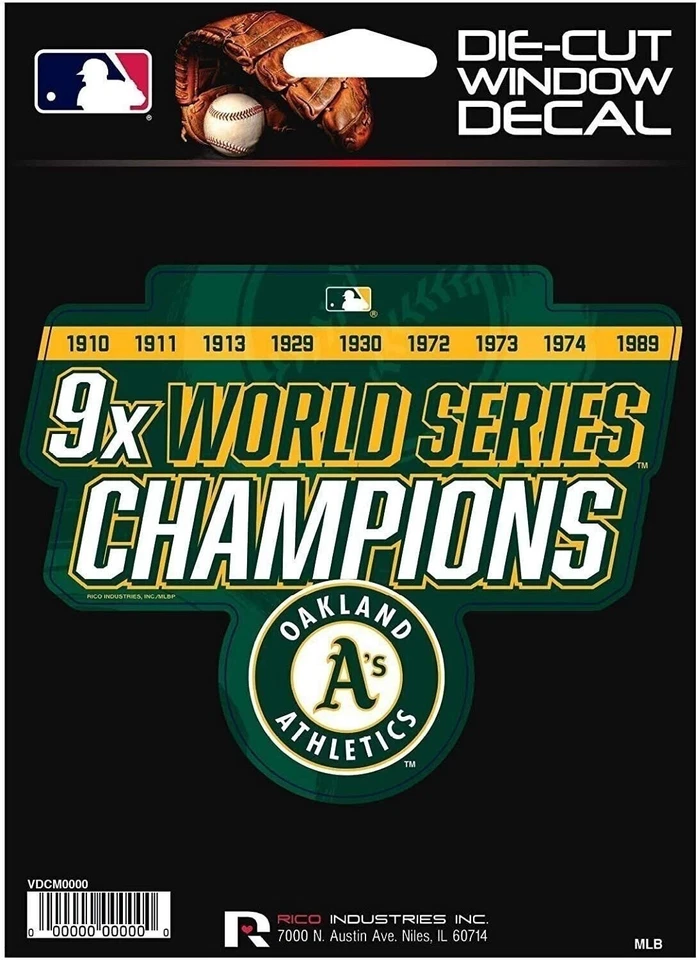 Oakland Athletics A's 5" Decal Sticker 9X Time Champions Flat Vinyl Auto... - Image 1 of 1