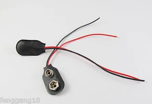 Connettore Fibbia Clip Batteria 100 I Tipo Snap On 9V 9 Volt Soft Shell Filo Nero - Foto 1 di 3