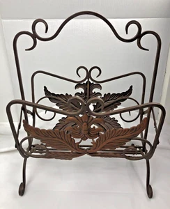 Magazine Rack Rubbed Bronze Matte Foldable Throw Knitting 20”x15”x9” VINTAGE - Picture 1 of 17