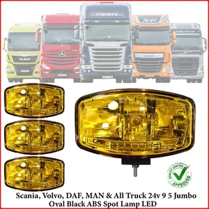 Passend für Scania Volvo DAF MAN LKW 24 V 9,5" Jumbo Oval Gelb ABS Scheinwerfer + LED - Bild 1 von 7