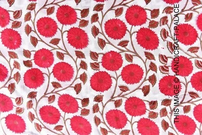 3 Yard Indian Red Sun Flower Print Pure Cotton Hand Block Anokhi Printed Fabric - Image 1 of 3