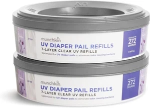 2 ricariche per pannolini UV Munchkin 7 strati ricariche UV trasparenti contiene 272 ciascuna - Foto 1 di 6