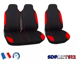 Pour Vw Transporter T5 T30 Housses Couvre Sieges Fabric 2+1 Rouge Noir - Imagen 1 de 4