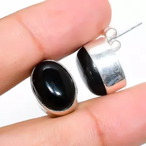 Onyx Gemstone Handmade 925 Sterling Silver Jewelry Earring Size 1" - Picture 1 of 1
