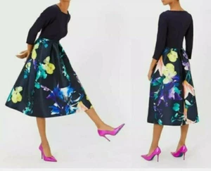 Coast women Solid Bodice floral print Midi prty dress size UK 6to10 Rrp£160 - Picture 1 of 6